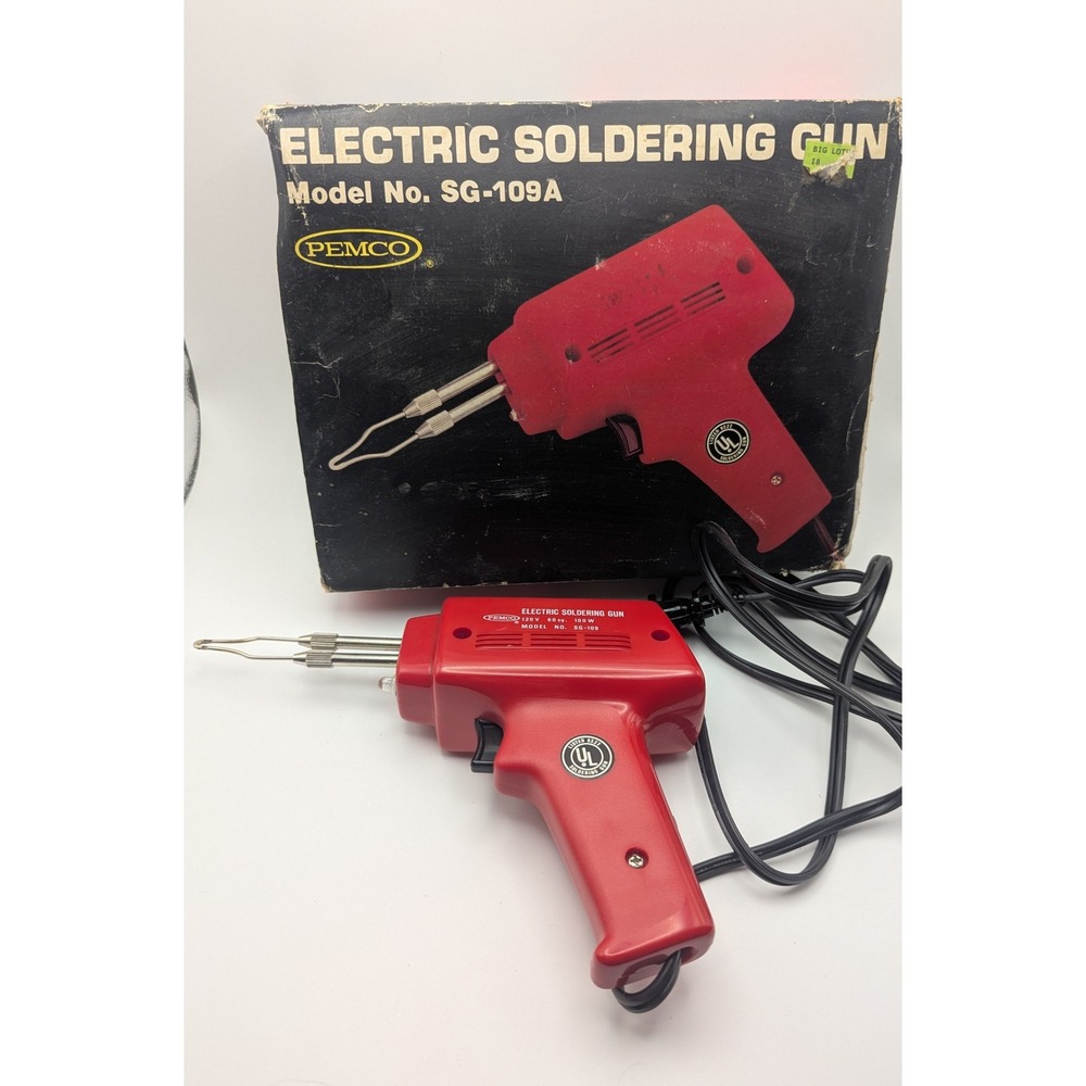 Pemco Electric Soldering Gun SG-109 100W 120V Red Vintage Tool with Original Box